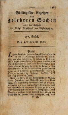Göttingische Anzeigen von gelehrten Sachen (Göttingische Zeitungen von gelehrten Sachen) Donnerstag 5. November 1801
