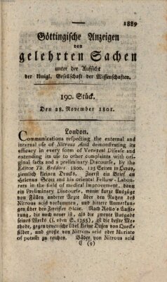 Göttingische Anzeigen von gelehrten Sachen (Göttingische Zeitungen von gelehrten Sachen) Samstag 28. November 1801
