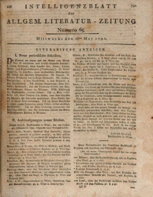 Allgemeine Literatur-Zeitung (Literarisches Zentralblatt für Deutschland) Mittwoch 18. Mai 1791