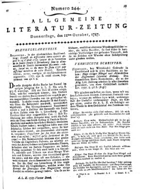 Allgemeine Literatur-Zeitung (Literarisches Zentralblatt für Deutschland) Donnerstag 11. Oktober 1787