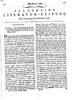 Allgemeine Literatur-Zeitung (Literarisches Zentralblatt für Deutschland) Dienstag 20. November 1787