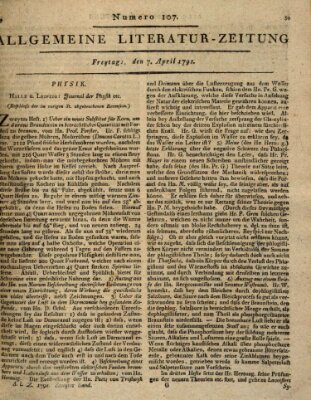 Allgemeine Literatur-Zeitung (Literarisches Zentralblatt für Deutschland) Donnerstag 7. April 1791