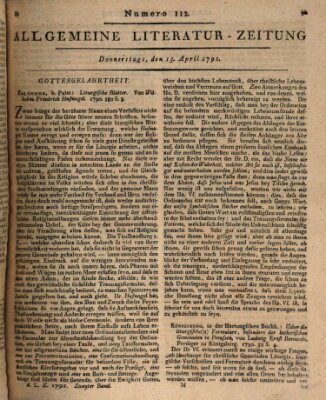 Allgemeine Literatur-Zeitung (Literarisches Zentralblatt für Deutschland) Mittwoch 13. April 1791
