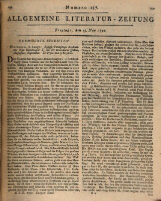 Allgemeine Literatur-Zeitung (Literarisches Zentralblatt für Deutschland) Freitag 13. Mai 1791