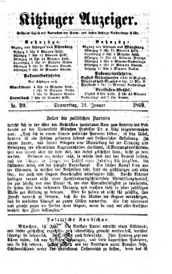 Kitzinger Anzeiger Donnerstag 21. Januar 1869
