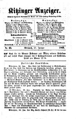 Kitzinger Anzeiger Mittwoch 27. Januar 1869