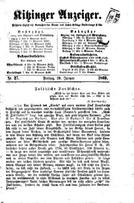 Kitzinger Anzeiger Freitag 29. Januar 1869