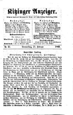 Kitzinger Anzeiger Donnerstag 25. Februar 1869