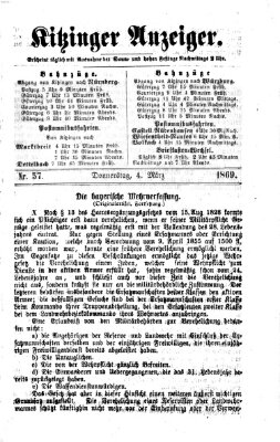 Kitzinger Anzeiger Donnerstag 4. März 1869