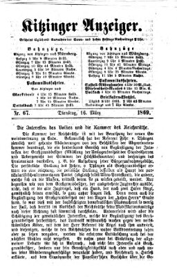 Kitzinger Anzeiger Dienstag 16. März 1869