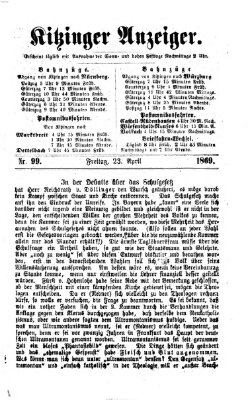 Kitzinger Anzeiger Freitag 23. April 1869