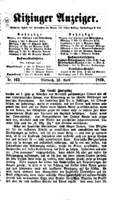 Kitzinger Anzeiger Mittwoch 28. April 1869
