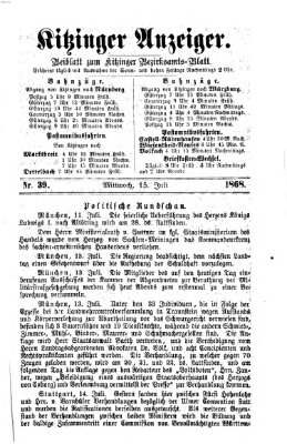 Kitzinger Anzeiger Mittwoch 15. Juli 1868