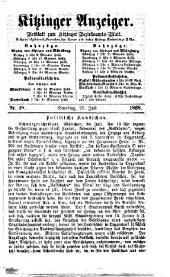 Kitzinger Anzeiger Samstag 25. Juli 1868