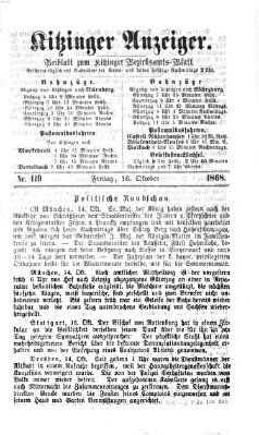 Kitzinger Anzeiger Freitag 16. Oktober 1868