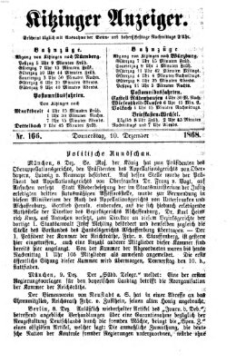 Kitzinger Anzeiger Donnerstag 10. Dezember 1868