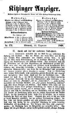 Kitzinger Anzeiger Mittwoch 16. Dezember 1868