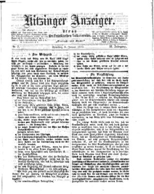 Kitzinger Anzeiger Samstag 8. Januar 1870