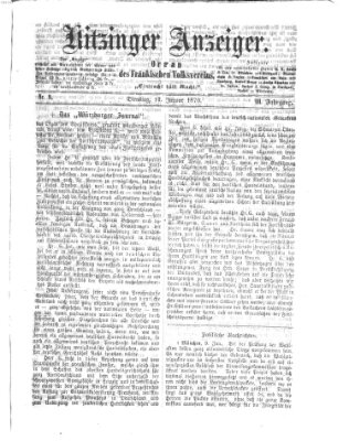 Kitzinger Anzeiger Dienstag 11. Januar 1870