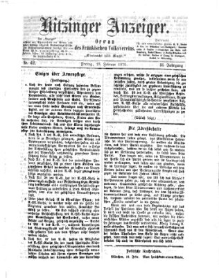 Kitzinger Anzeiger Freitag 18. Februar 1870