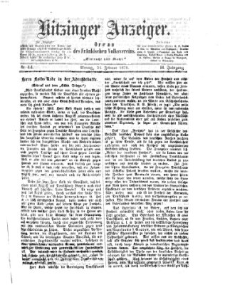 Kitzinger Anzeiger Montag 21. Februar 1870