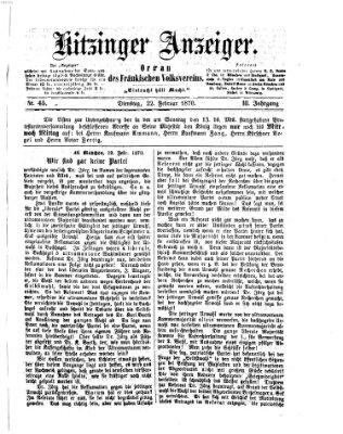 Kitzinger Anzeiger Dienstag 22. Februar 1870