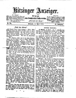 Kitzinger Anzeiger Mittwoch 13. April 1870