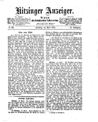 Kitzinger Anzeiger Samstag 16. April 1870