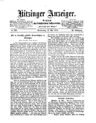 Kitzinger Anzeiger Donnerstag 12. Mai 1870