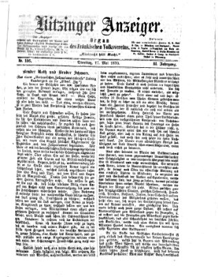 Kitzinger Anzeiger Dienstag 17. Mai 1870