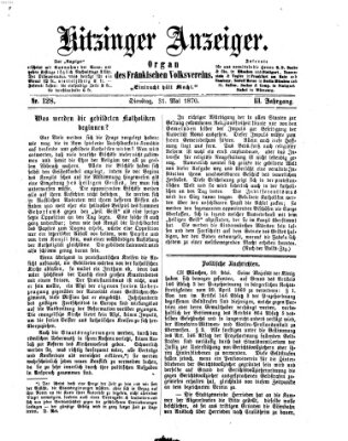 Kitzinger Anzeiger Dienstag 31. Mai 1870