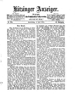 Kitzinger Anzeiger Donnerstag 2. Juni 1870