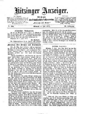 Kitzinger Anzeiger Mittwoch 6. Juli 1870