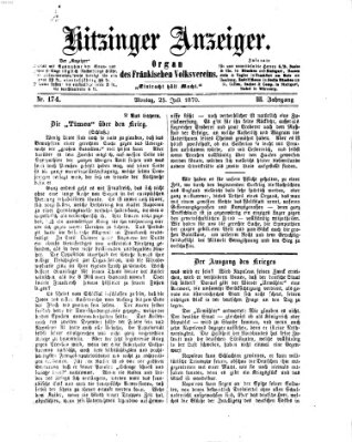 Kitzinger Anzeiger Montag 25. Juli 1870