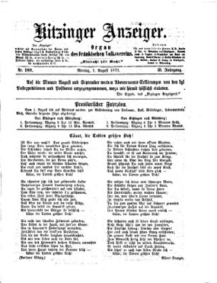 Kitzinger Anzeiger Montag 1. August 1870