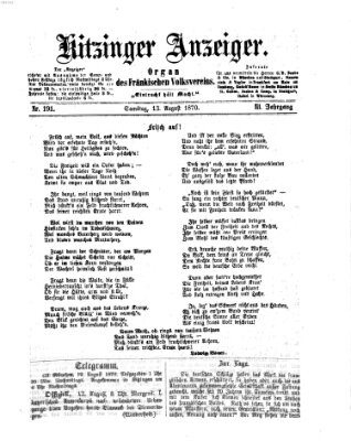 Kitzinger Anzeiger Samstag 13. August 1870