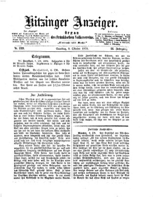 Kitzinger Anzeiger Samstag 8. Oktober 1870