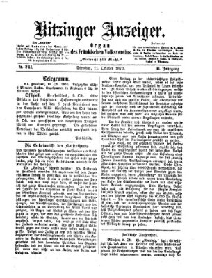 Kitzinger Anzeiger Dienstag 11. Oktober 1870