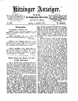 Kitzinger Anzeiger Freitag 9. Dezember 1870