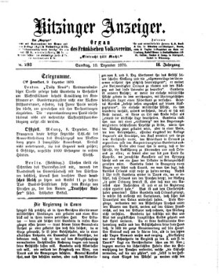 Kitzinger Anzeiger Samstag 10. Dezember 1870
