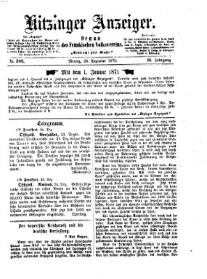 Kitzinger Anzeiger Montag 26. Dezember 1870