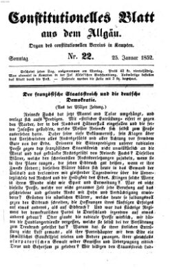 Allgäuer Zeitung Sonntag 25. Januar 1852