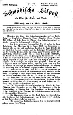 Schwäbische Eilpost Mittwoch 25. März 1868