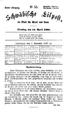 Schwäbische Eilpost Dienstag 14. April 1868