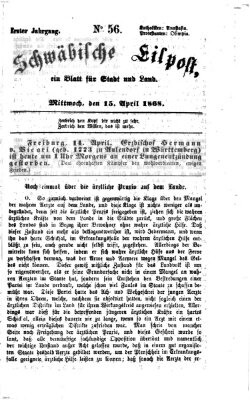 Schwäbische Eilpost Mittwoch 15. April 1868