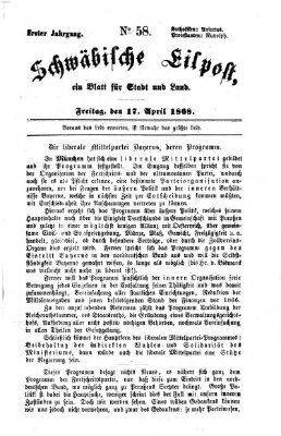Schwäbische Eilpost Freitag 17. April 1868