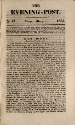 The evening-post Samstag 7. März 1835