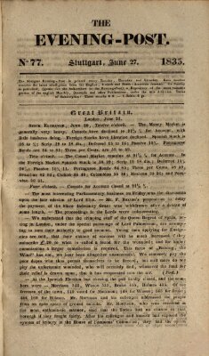 The evening-post Samstag 27. Juni 1835