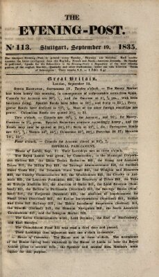 The evening-post Samstag 19. September 1835