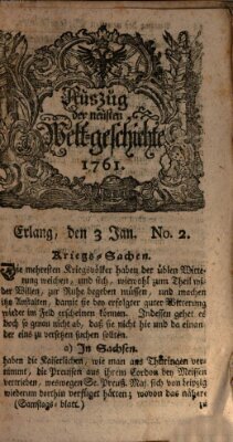 Auszug der neuesten Weltgeschichte (Erlanger Real-Zeitung) Samstag 3. Januar 1761